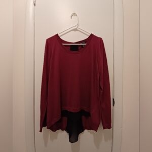Kenneth Cole NY Burgundy Long Sleeve Tunic Top - Size L